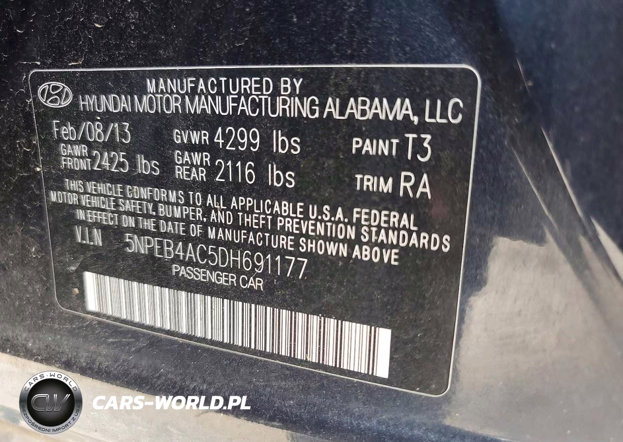 2013 Hyundai Sonata Gls VIN:5NPEB4AC5DH691177 - 12