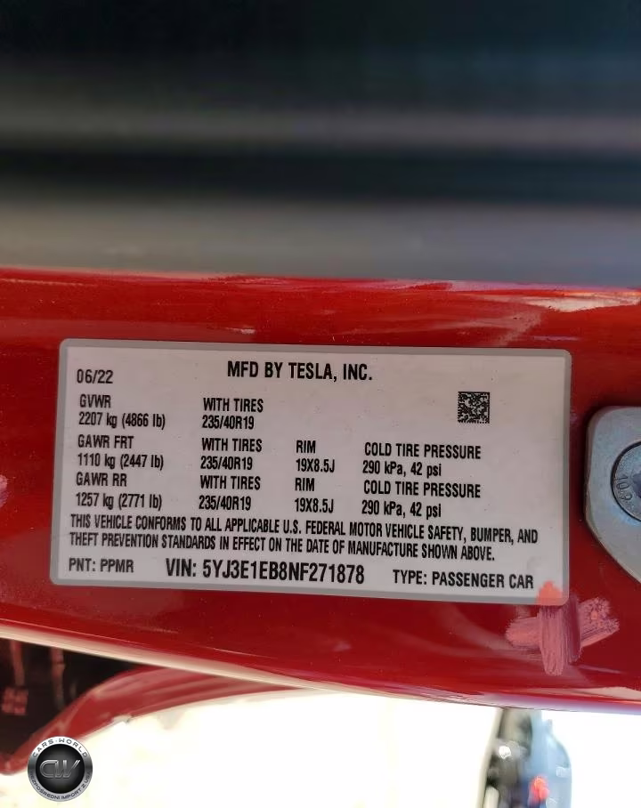 2022 Tesla Model 3 VIN:5YJ3E1EB8NF271878 - 12