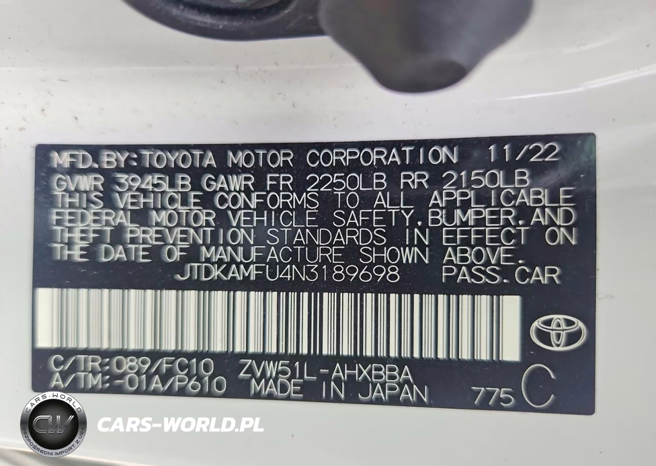 2022 Toyota Prius L Eco VIN:JTDKAMFU4N3189698 - 13