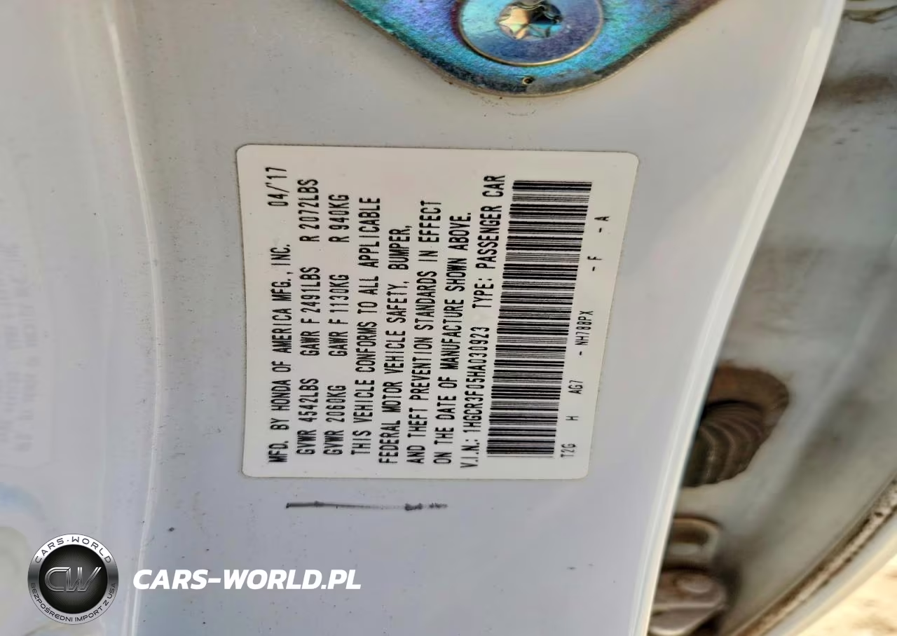 2017 Honda Accord Exl VIN:1HGCR3F05HA030923 - 13
