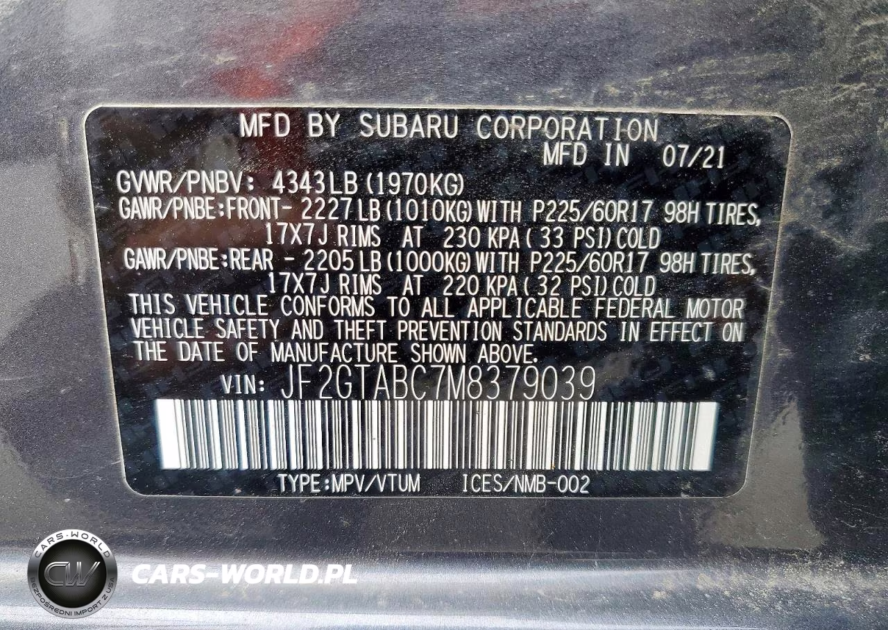 2021 Subaru Crosstrek VIN:JF2GTABC7M8379039 - 14