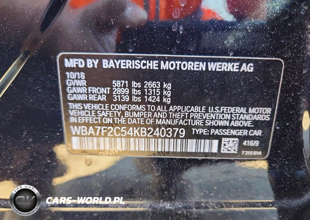 2019 BMW 750 Xi VIN:WBA7F2C54KB240379 - 13