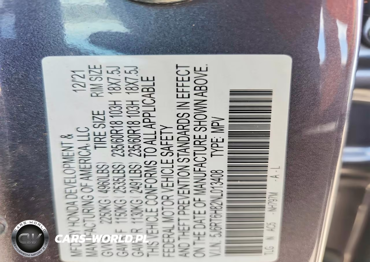 2022 Honda Cr-V Exl VIN:5J6RT6H82NL013408 - 13