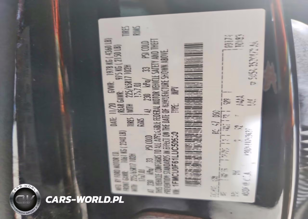 2020 Ford Escape S VIN:1FMCU0F61LUC50630 - 14