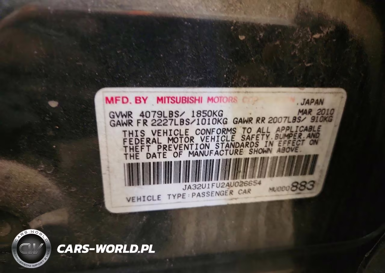 2010 Mitsubishi Lancer De VIN:JA32U1FU2AU026654 - 13