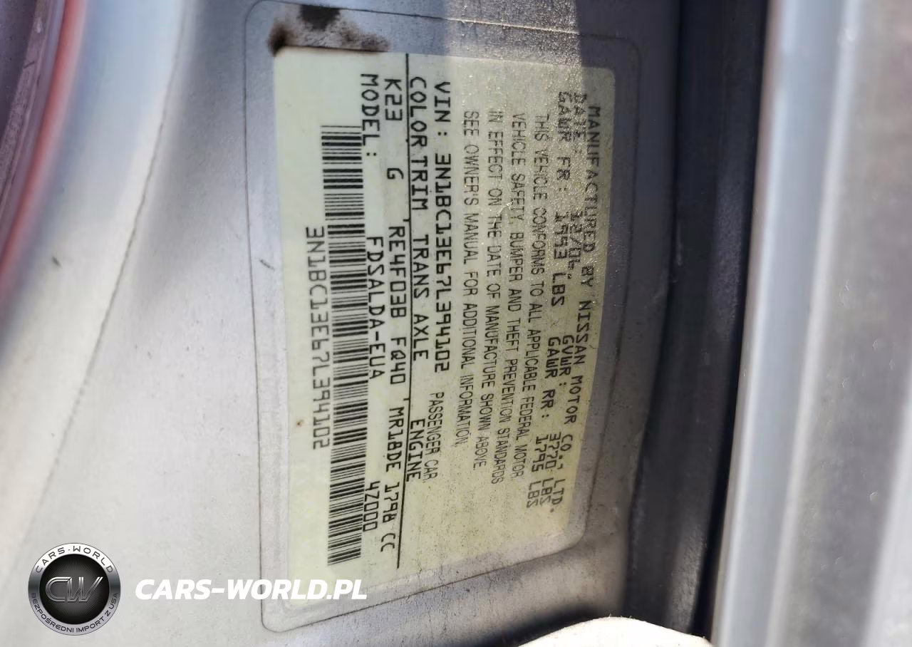 2007 Nissan Versa 1.8 S VIN:3N1BC13E67L394102 - 12