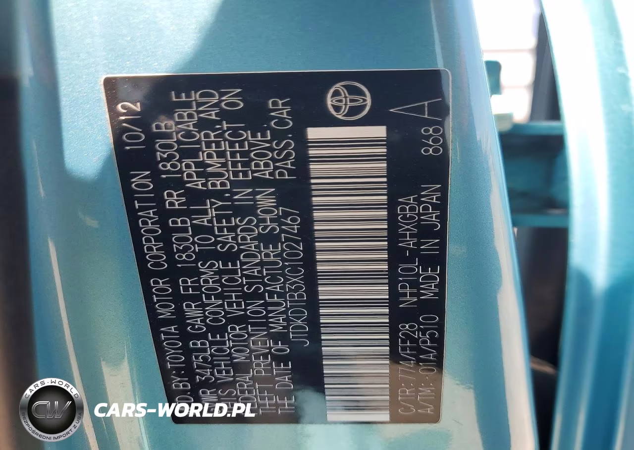 2012 Toyota Prius C Three VIN:JTDKDTB3XC1027467 - 12