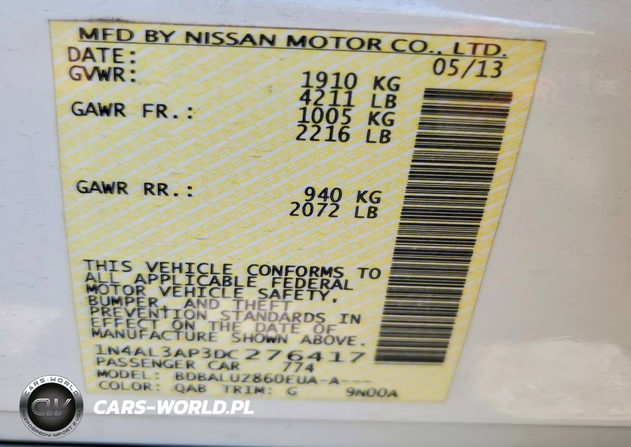 2013 Nissan Altima 2.5 VIN:1N4AL3AP3DC276417 - 12