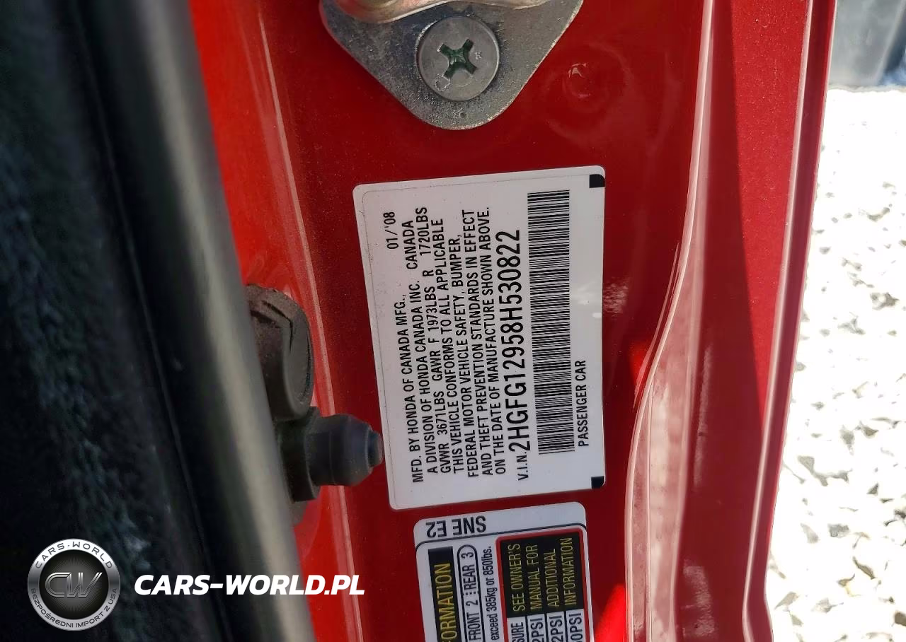 2008 Honda Civic Exl VIN:2HGFG12958H530822 - 12