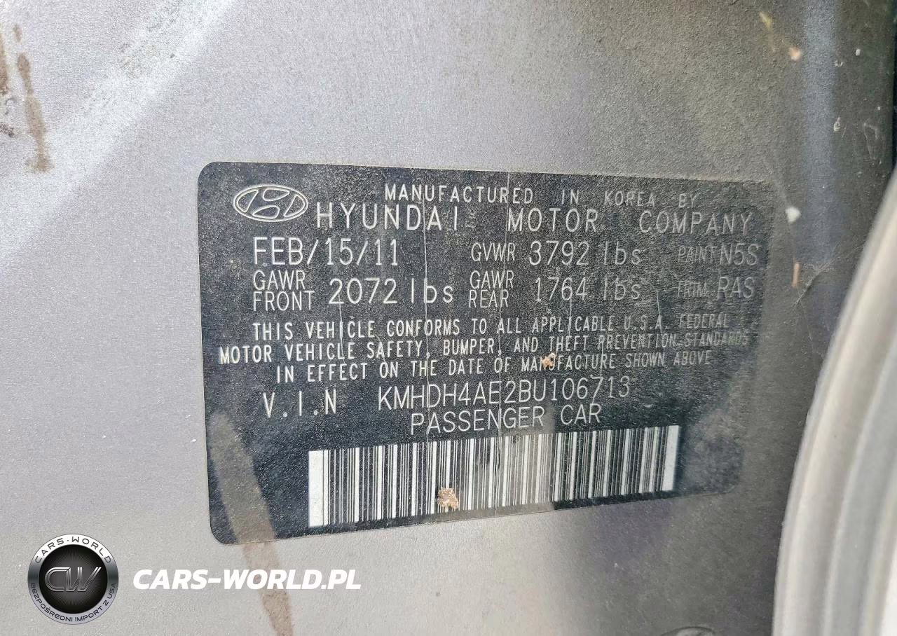 2011 Hyundai Elantra Gls VIN:KMHDH4AE2BU106713 - 13