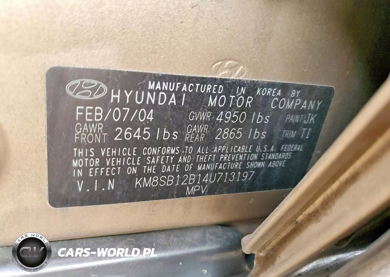 2004 Hyundai Santa Fe Gl VIN:KM8SB12B14U713197 - 12