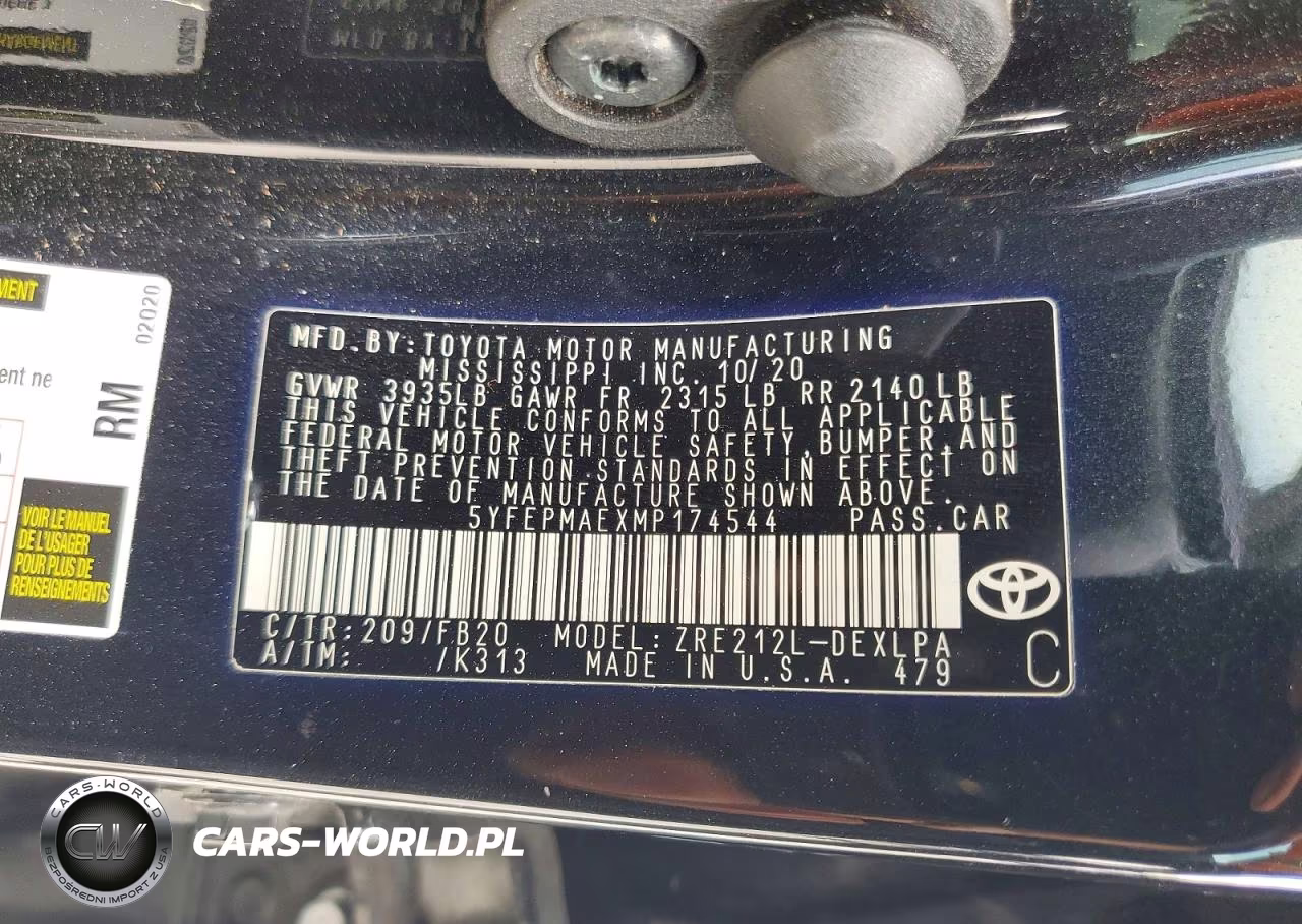 2021 Toyota Corolla Le VIN:5YFEPMAEXMP174544 - 12