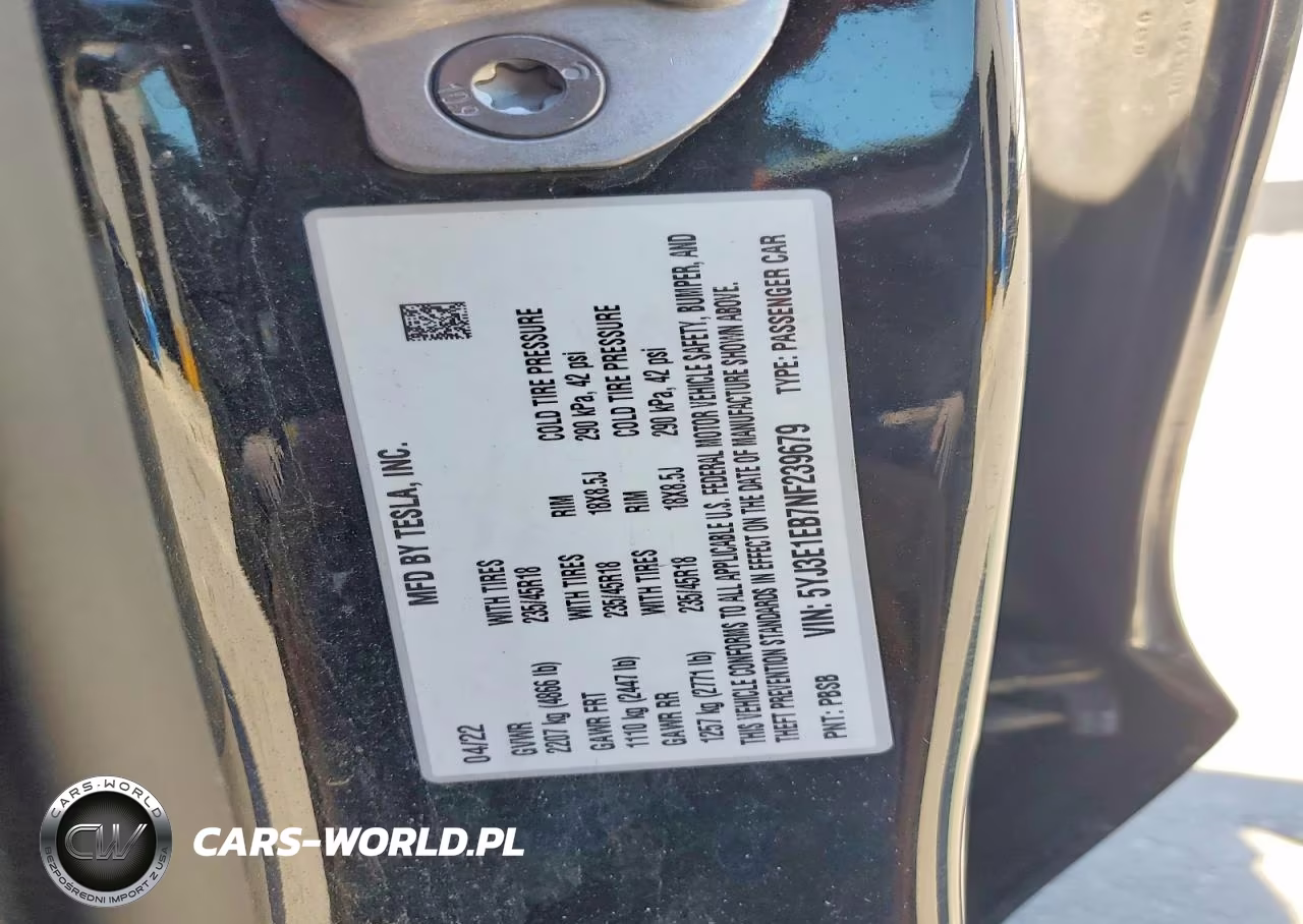2022 Tesla Model 3 VIN:5YJ3E1EB7NF239679 - 12