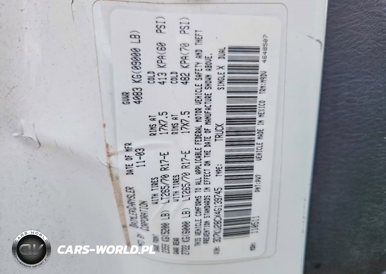2004 Dodge Ram 2500 St VIN:3D7KU28CX4G139745 - 12