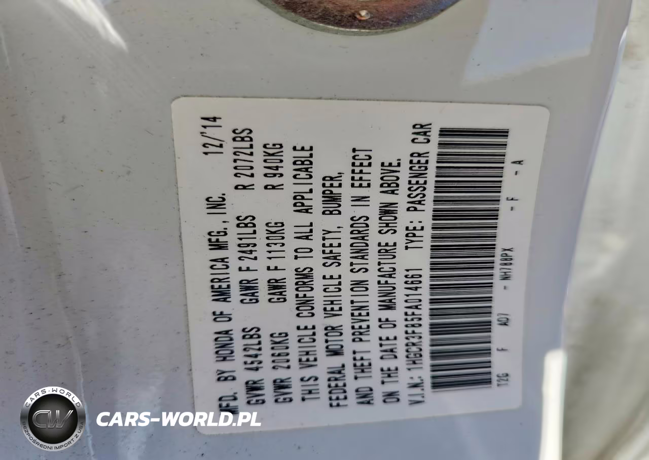 2015 Honda Accord Exl VIN:1HGCR3F85FA014661 - 13