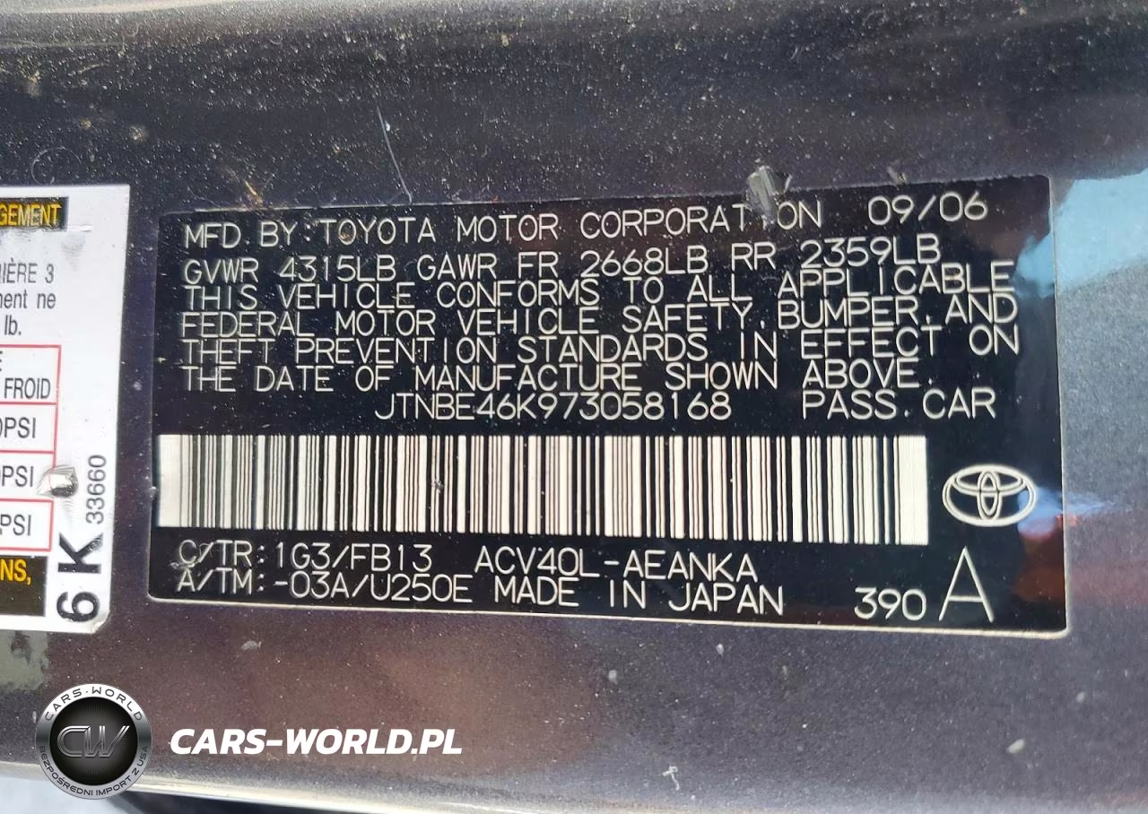 2007 Toyota Camry Le VIN:JTNBE46K973058168 - 12