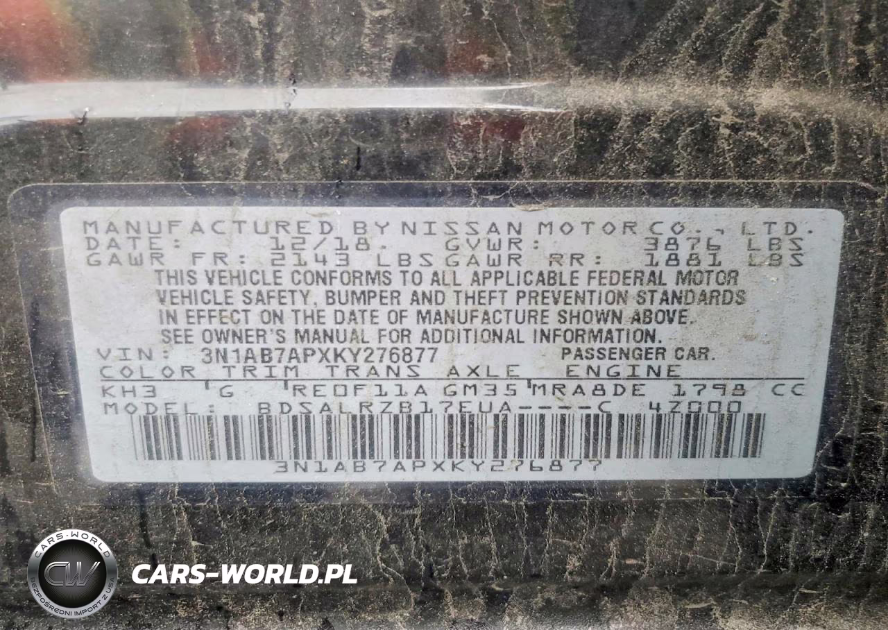 2019 Nissan Sentra Sr VIN:3N1AB7APXKY276877 - 12