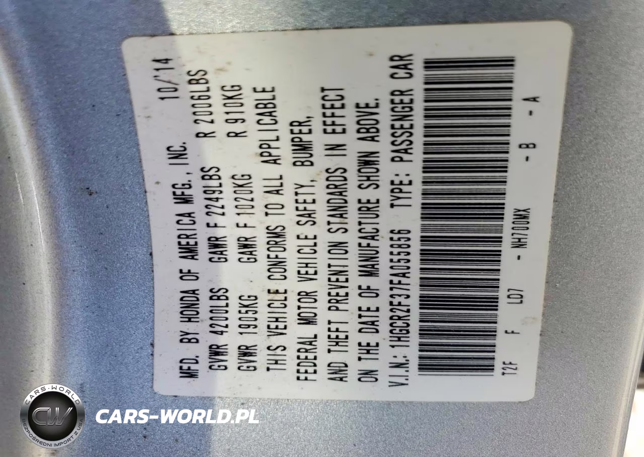 2015 Honda Accord Lx VIN:1HGCR2F37FA055856 - 13