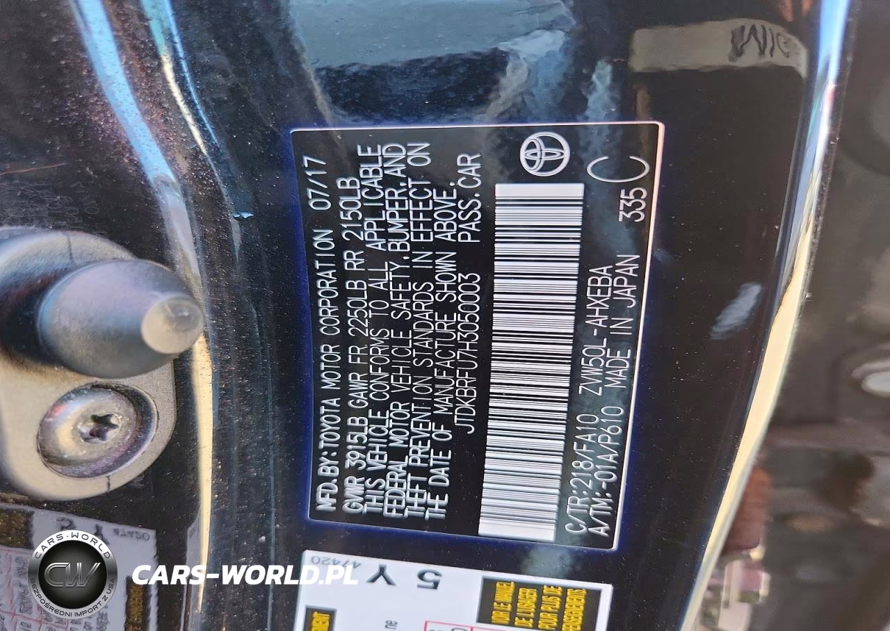 2017 Toyota Prius Two VIN:JTDKBRFU7H3050003 - 13