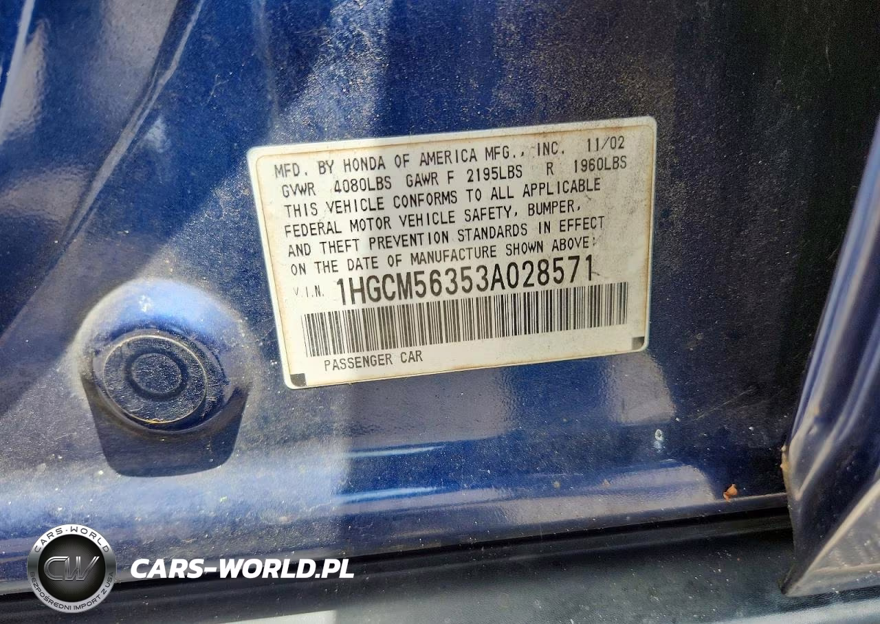 2003 Honda Accord Lx VIN:1HGCM56353A028571 - 12