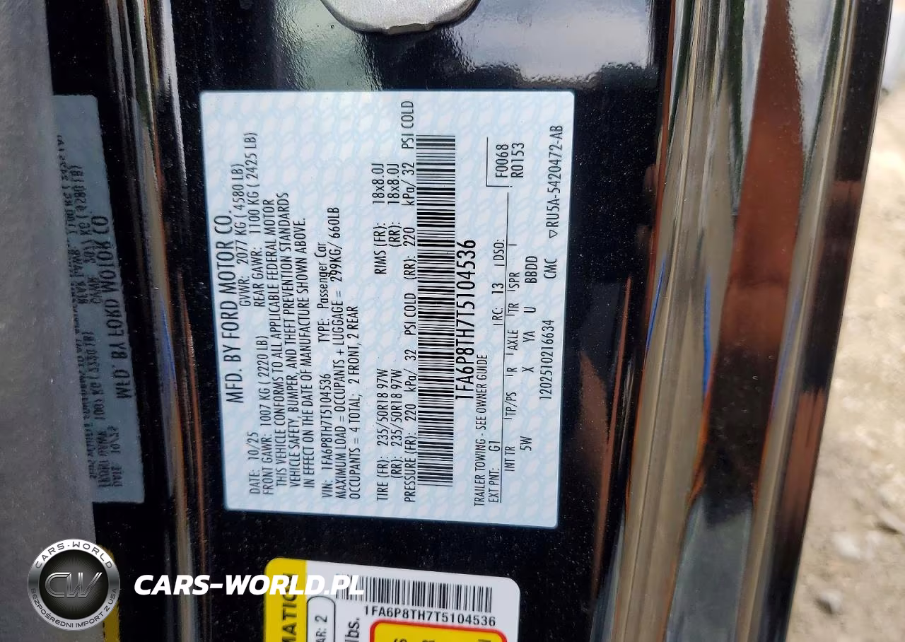 2026 Ford Mustang VIN:1FA6P8TH7T5104536 - 13