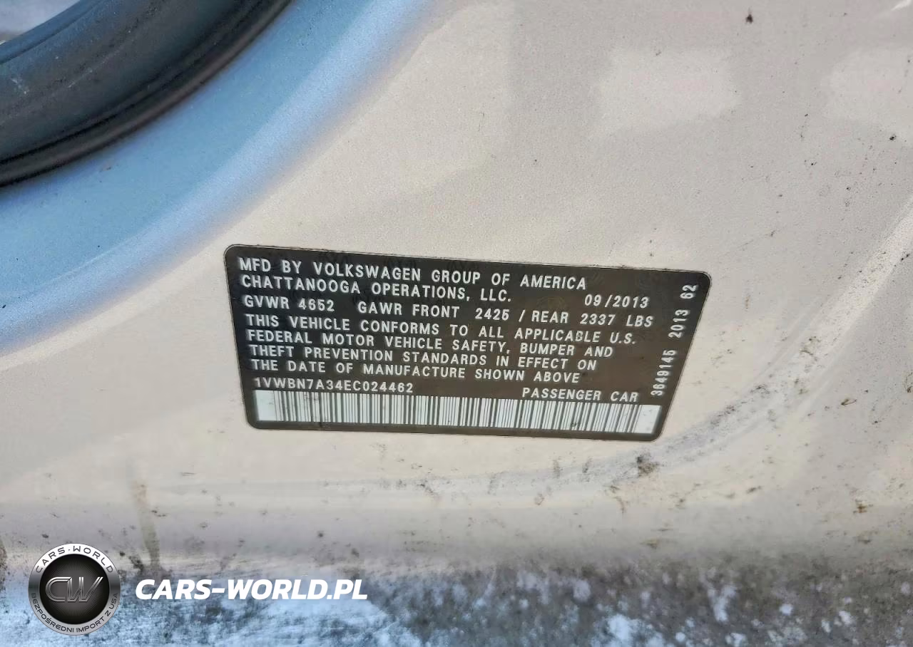 2014 Volkswagen Passat Se VIN:1VWBN7A34EC024462 - 12