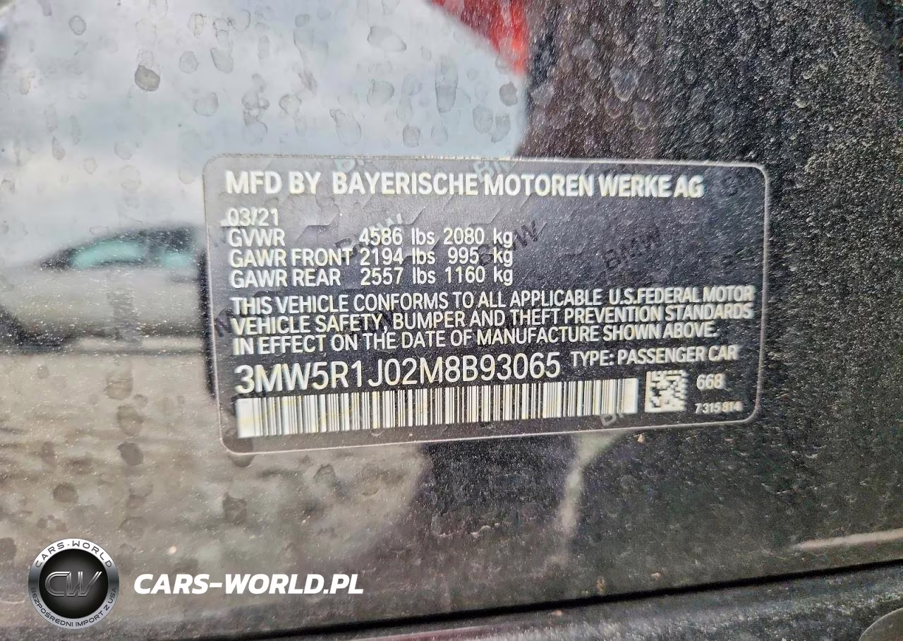 2021 BMW 330I VIN:3MW5R1J02M8B93065 - 12