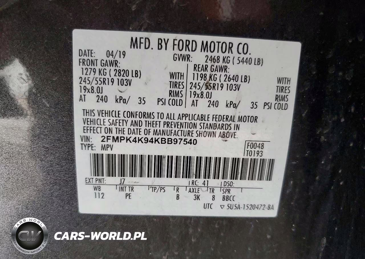 2019 Ford Edge Titanium VIN:2FMPK4K94KBB97540 - 13
