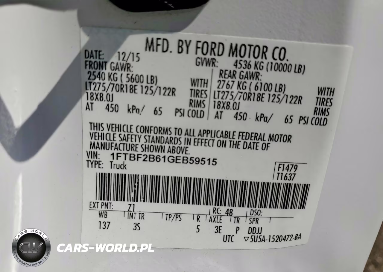 2016 Ford F250 Super Duty VIN:1FTBF2B61GEB59515 - 12