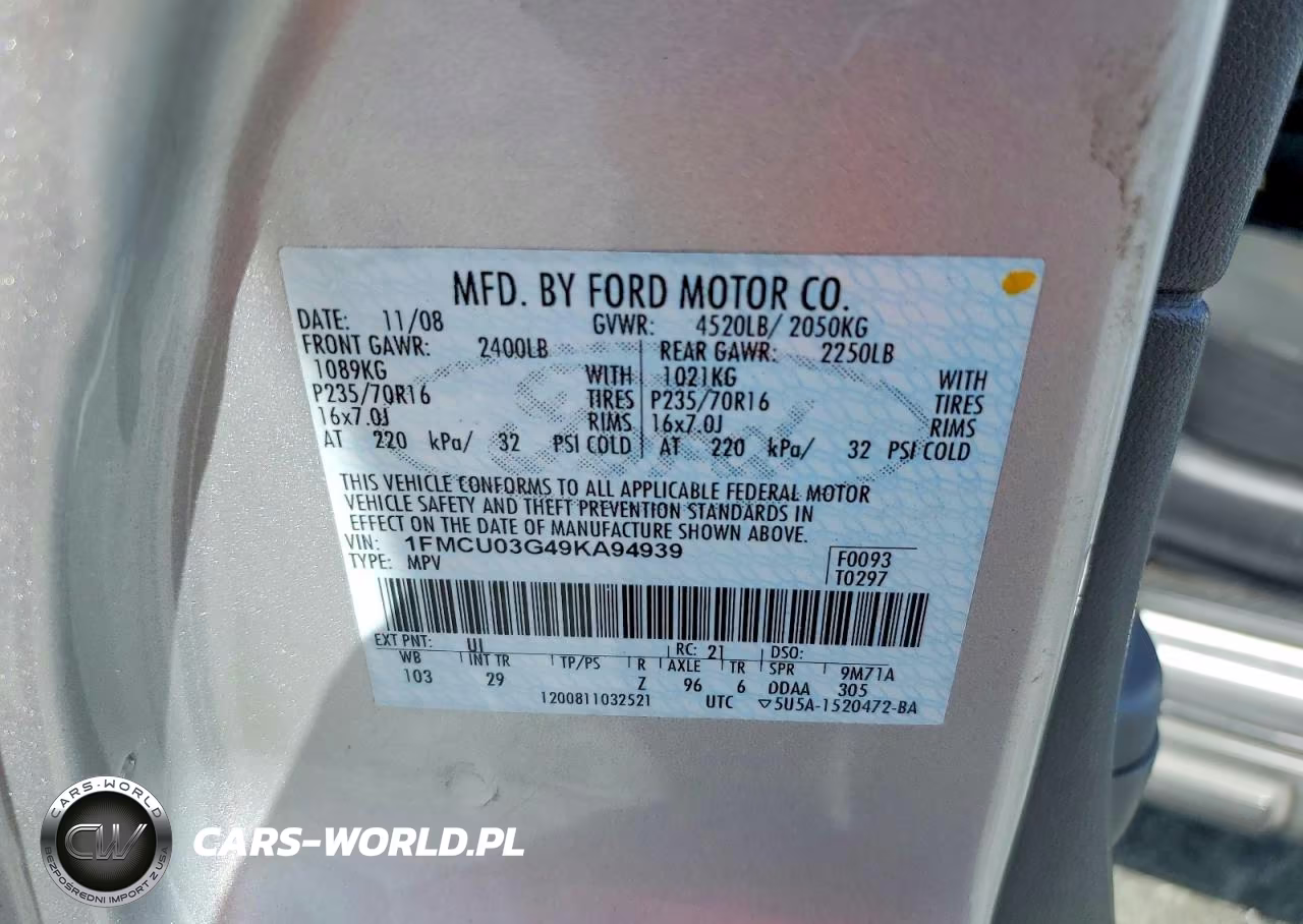 2009 Ford Escape Xlt VIN:1FMCU03G49KA94939 - 12