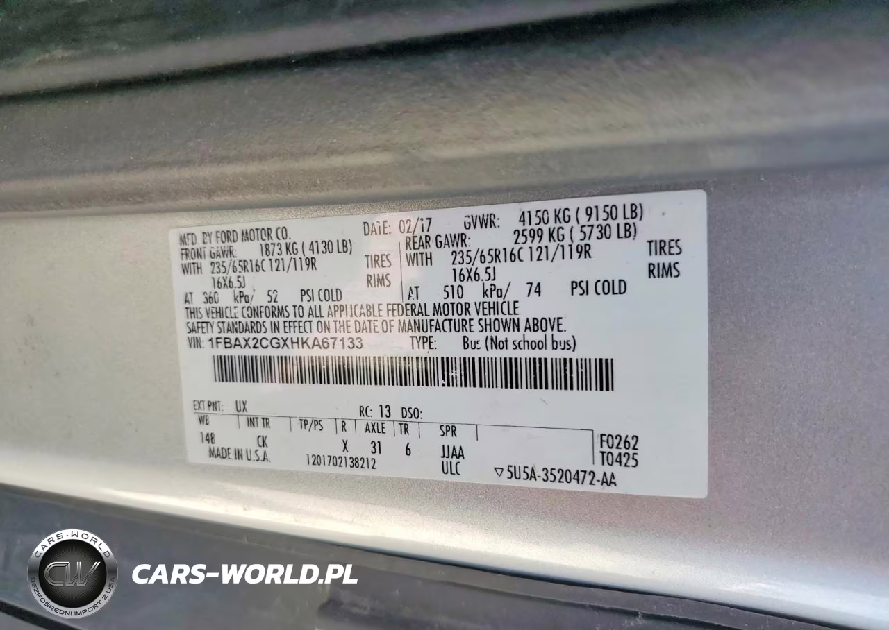 2017 Ford Transit T-350 VIN:1FBAX2CGXHKA67133 - 13