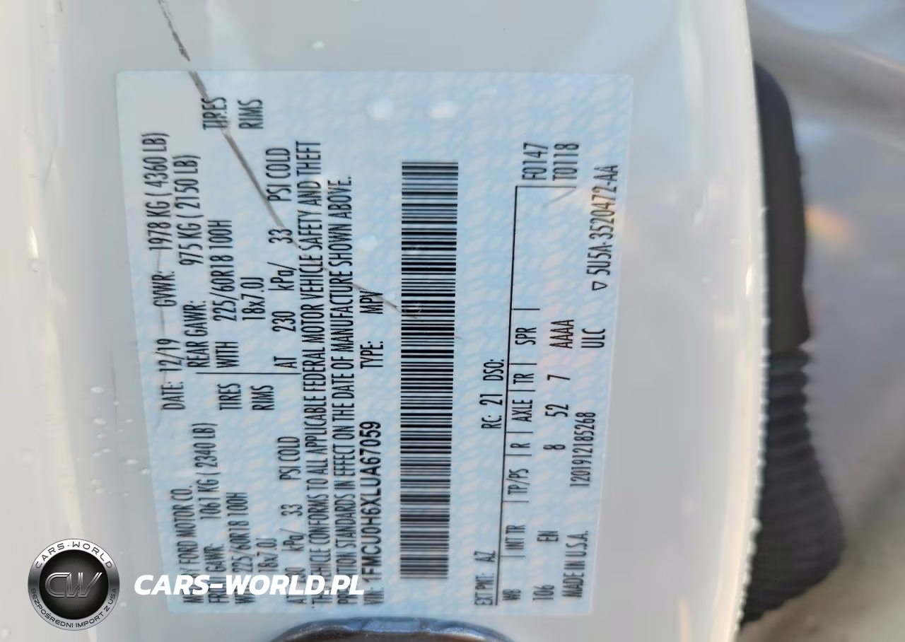 2020 Ford Escape Sel VIN:1FMCU0H6XLUA67059 - 13