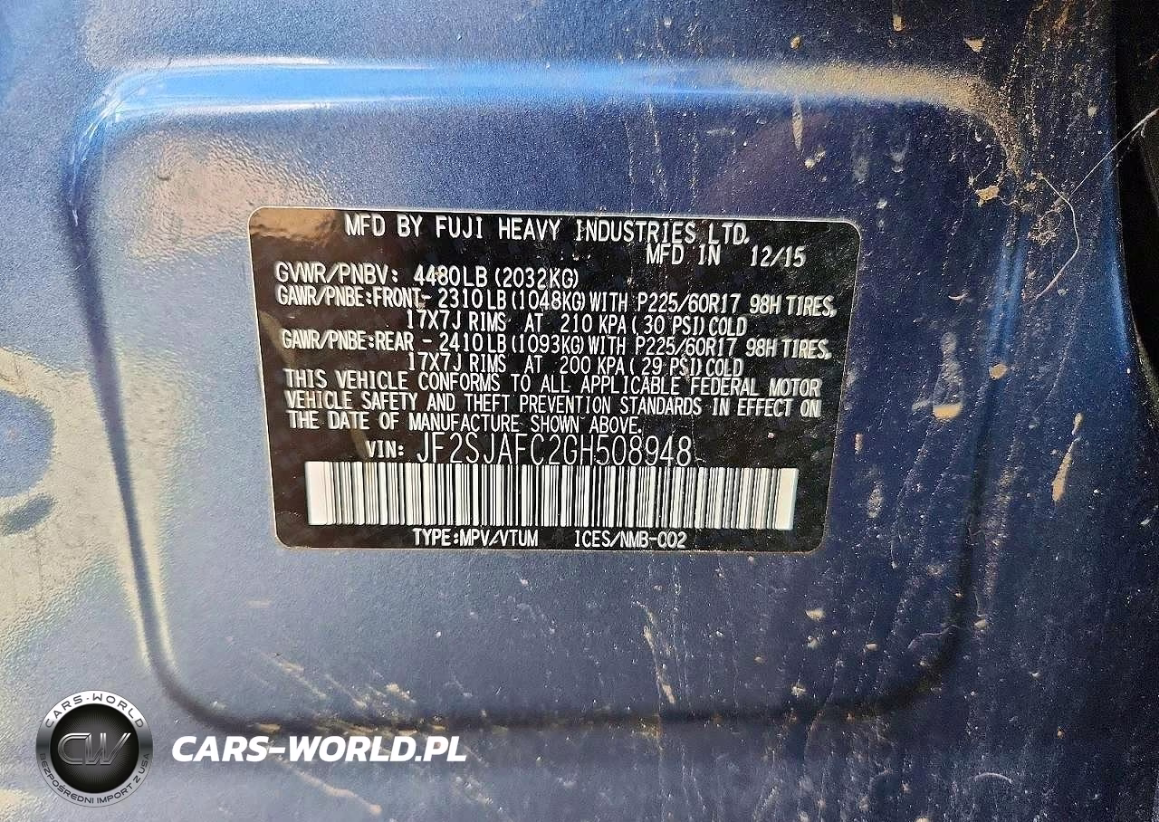 2016 Subaru Forester 2.5I Premium VIN:JF2SJAFC2GH508948 - 13
