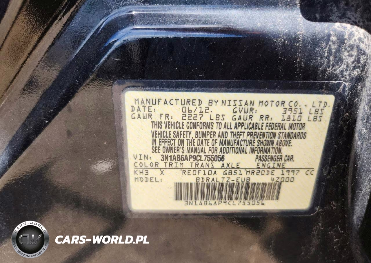 2012 Nissan Sentra 2.0 VIN:3N1AB6AP9CL755056 - 12