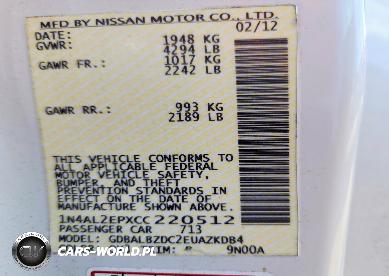 2012 Nissan Altima S VIN:1N4AL2EPXCC220512 - 12