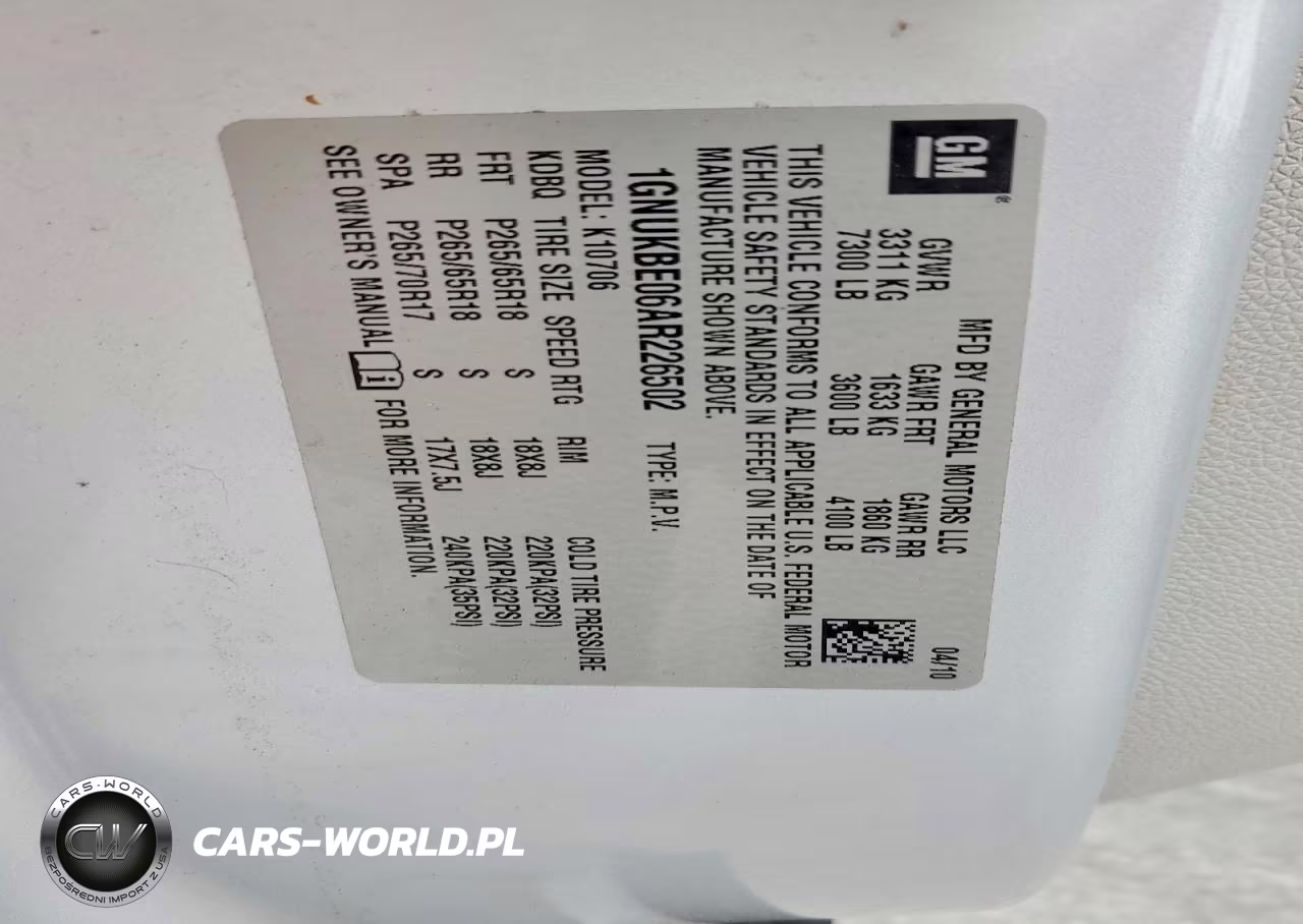 2010 Chevrolet Tahoe VIN:1GNUKBE06AR226502 - 12