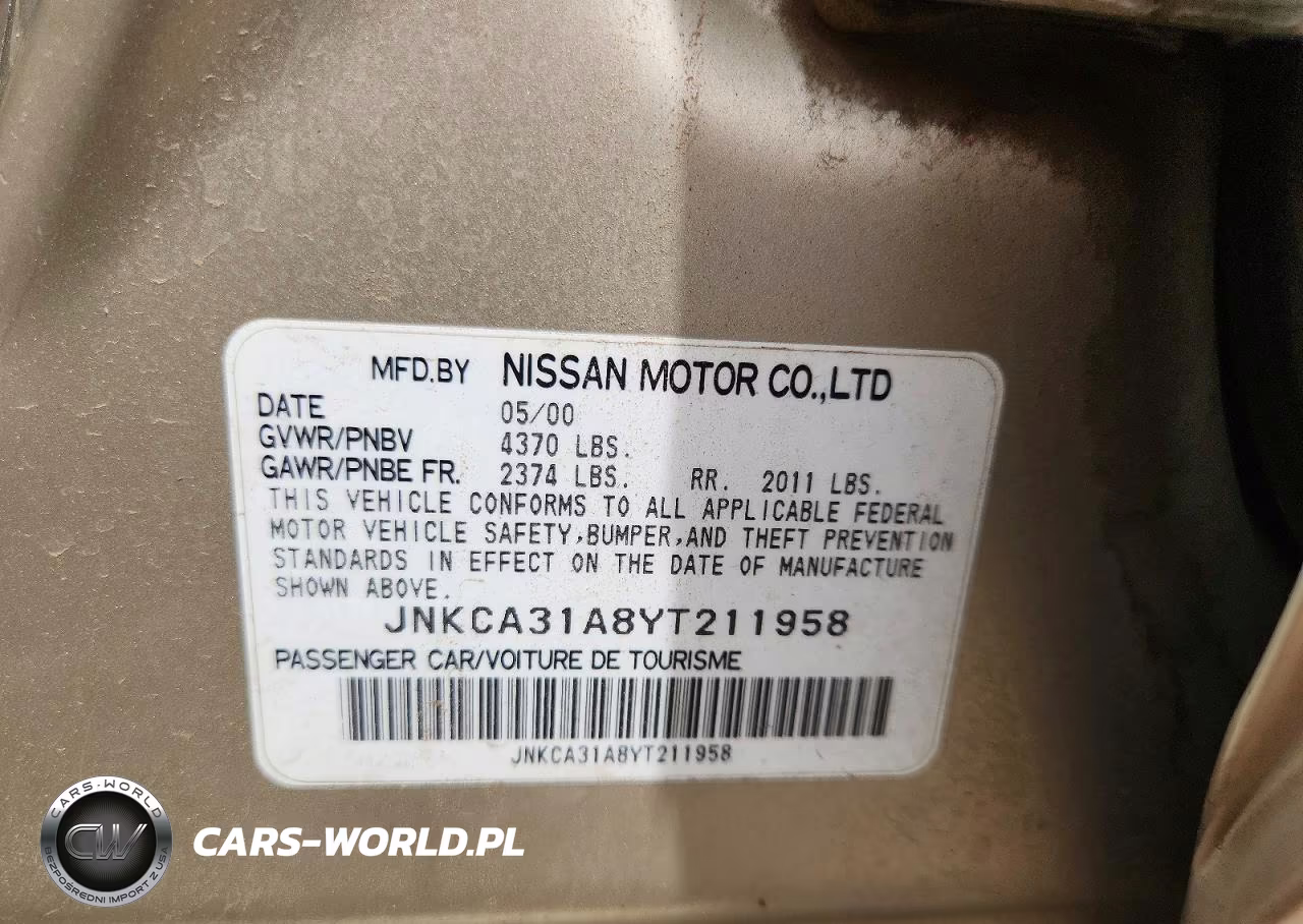 2000 Infiniti I30 VIN:JNKCA31A8YT211958 - 12