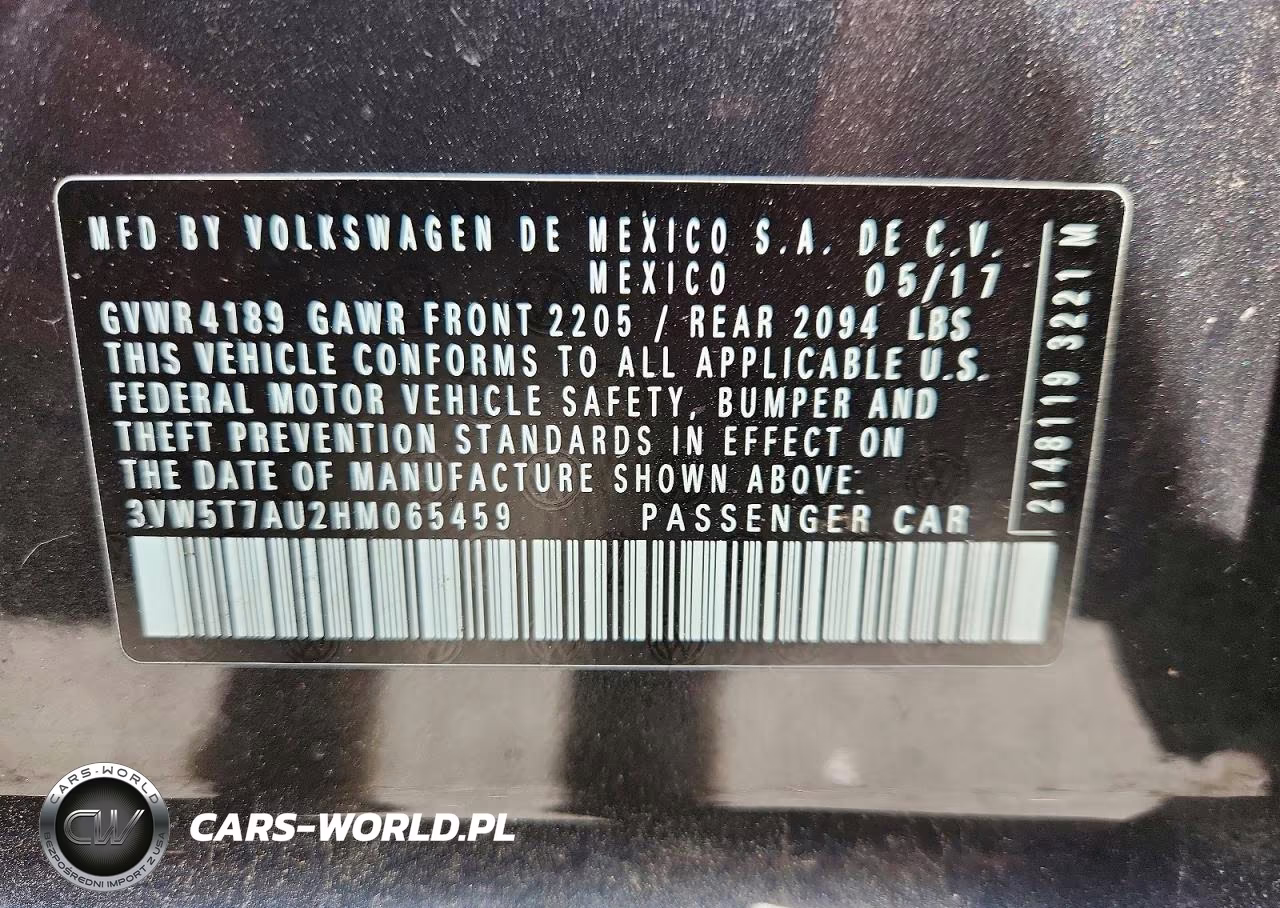 2017 Volkswagen Gti S VIN:3VW5T7AU2HM065459 - 12
