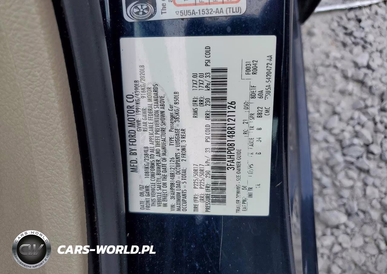 2008 Ford Fusion Sel VIN:3FAHP08148R121126 - 12