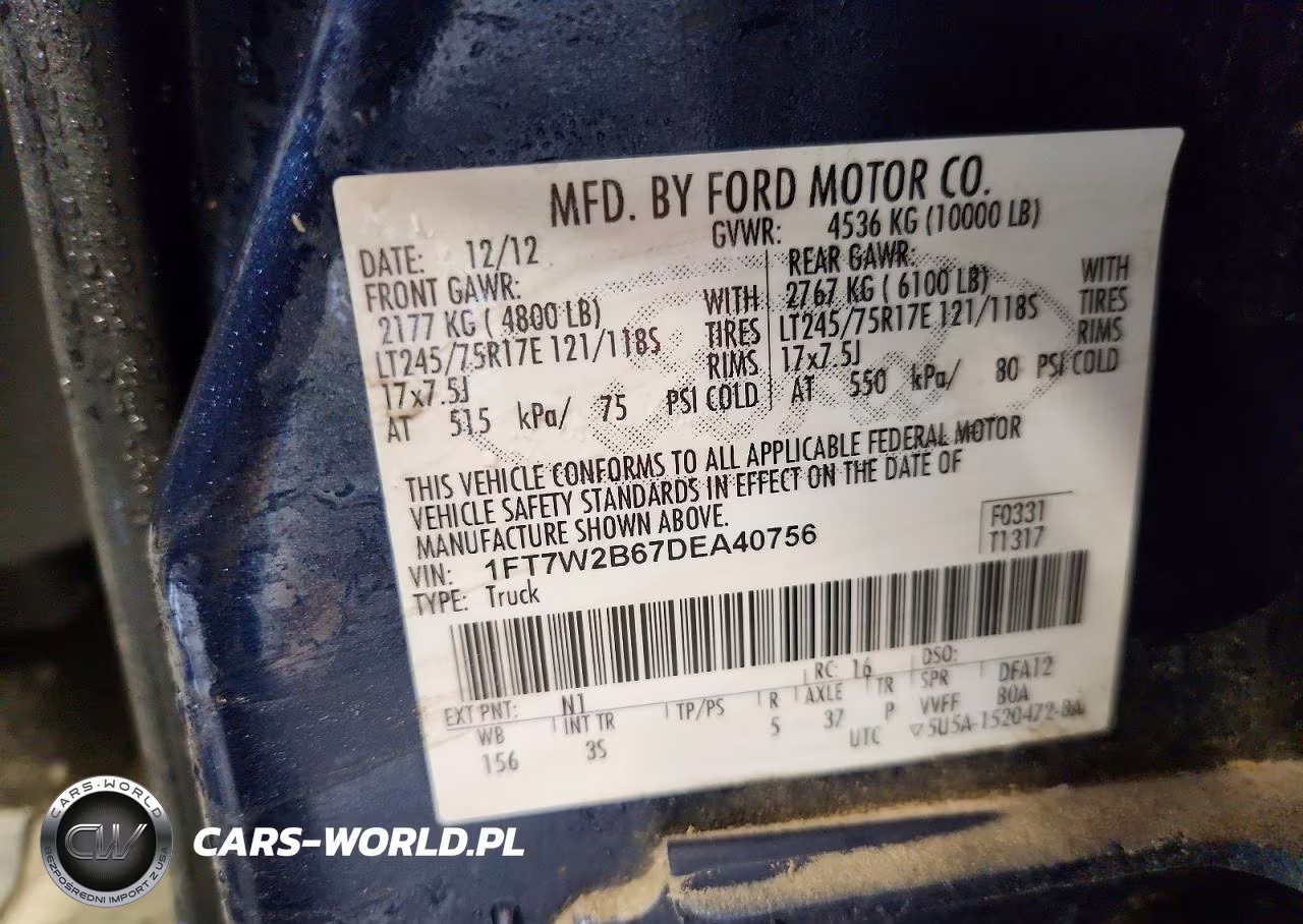 2013 Ford F250 Super Duty VIN:1FT7W2B67DEA40756 - 12