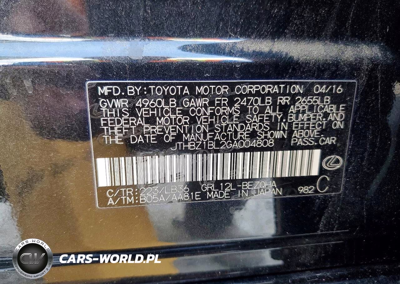 2016 Lexus Gs 350 F Sport VIN:JTHBZ1BL2GA004808 - 13