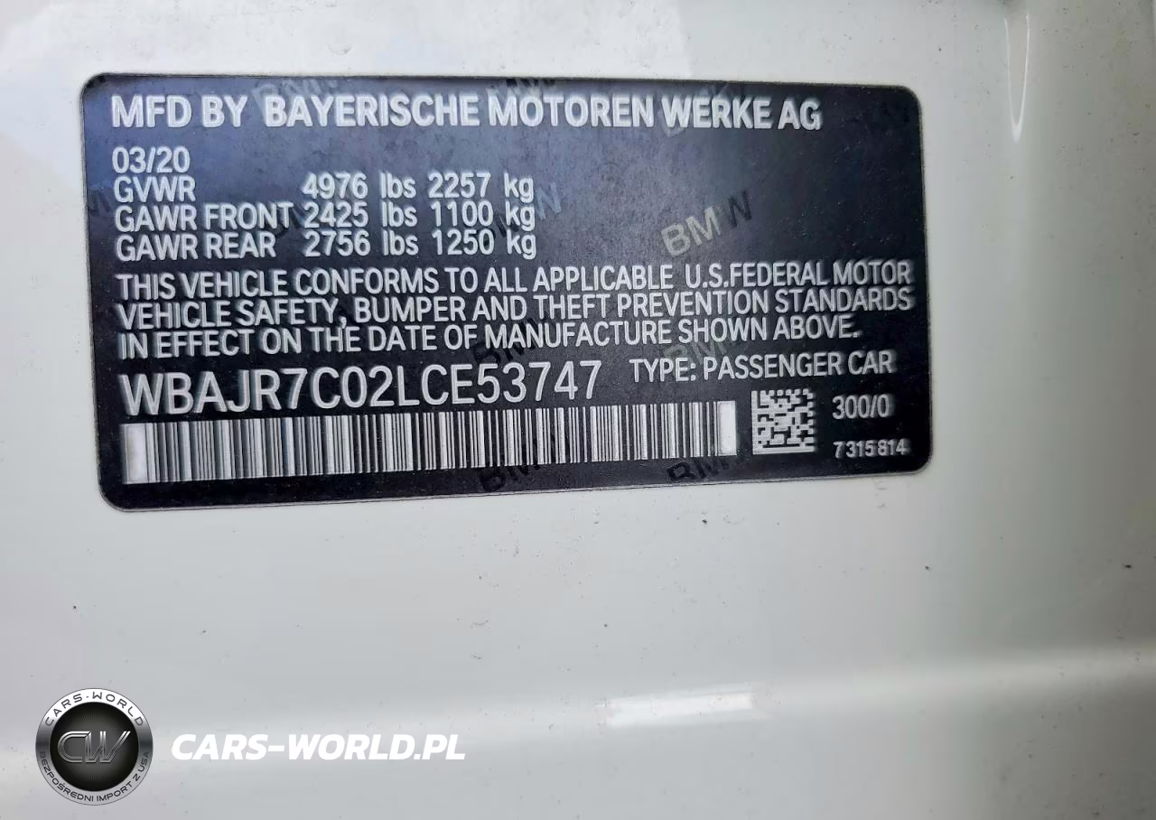 2020 BMW 530 Xi VIN:WBAJR7C02LCE53747 - 12