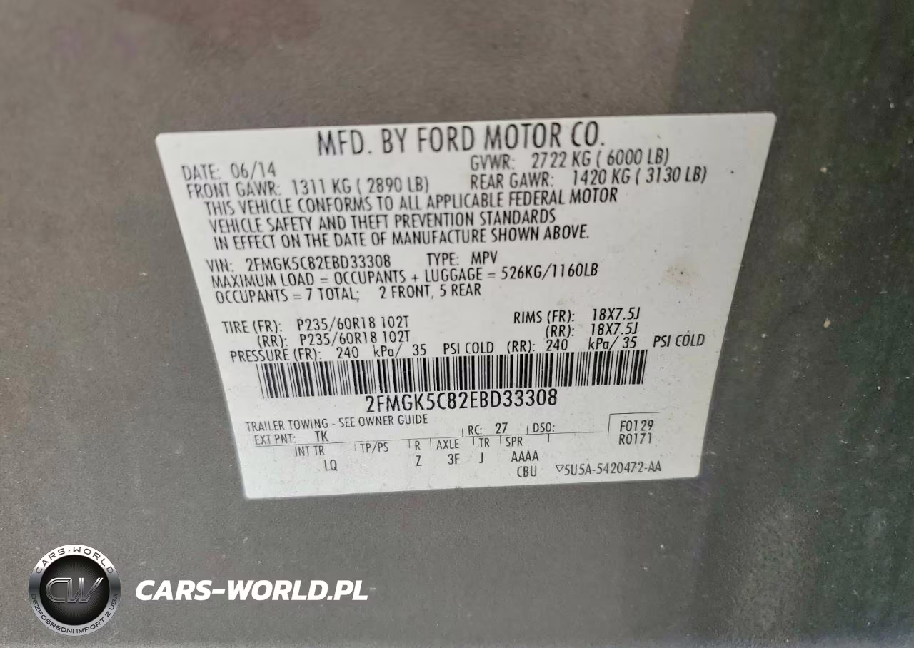 2014 Ford Flex Sel VIN:2FMGK5C82EBD33308 - 13