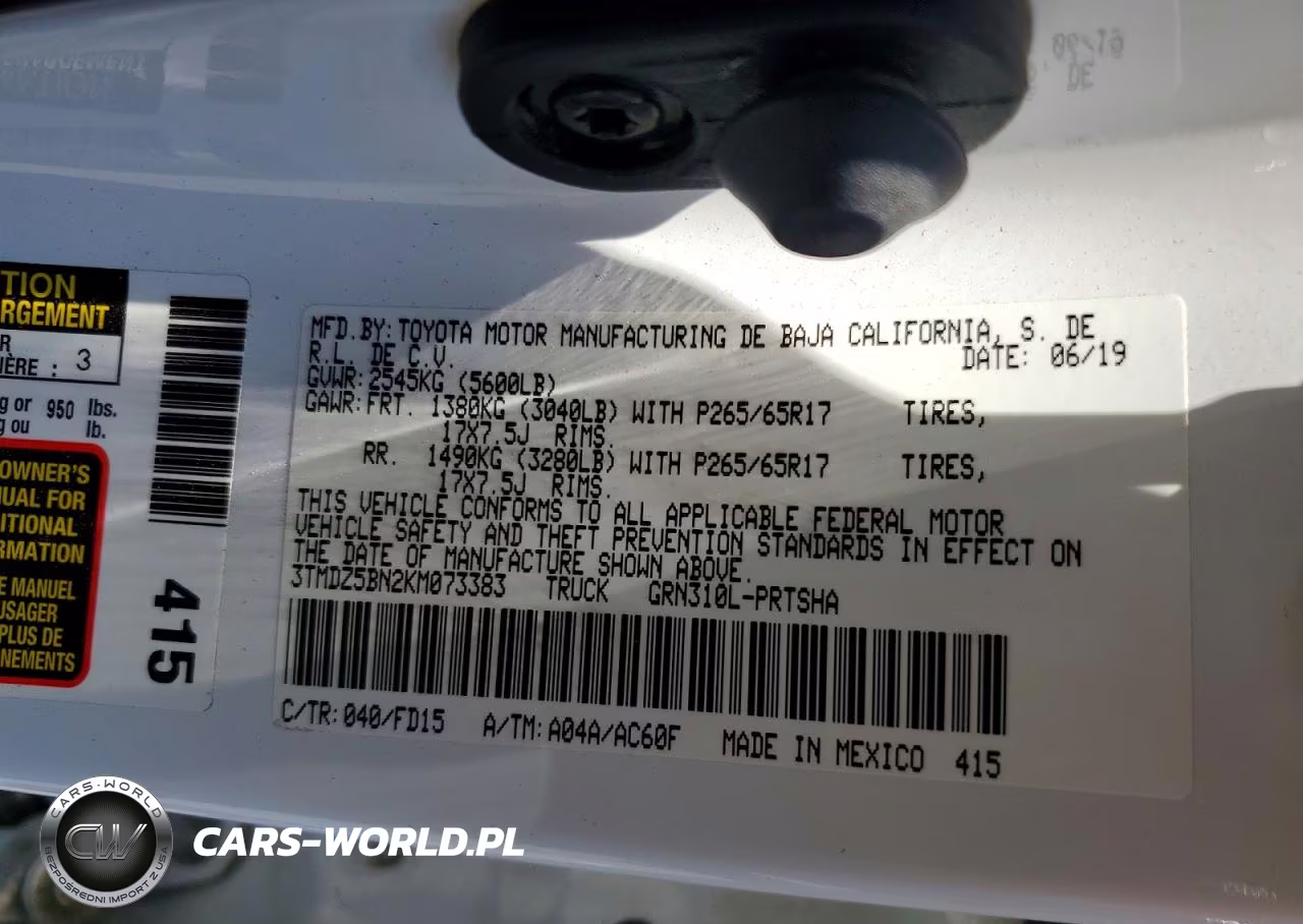 2019 Toyota Tacoma Trd Sport VIN:3TMDZ5BN2KM073383 - 12