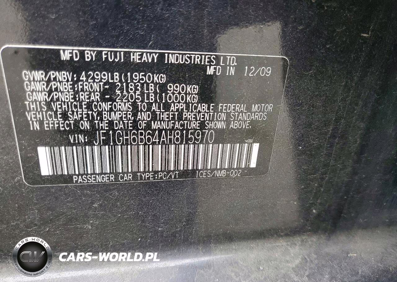 2010 Subaru Impreza 2.5I Premium VIN:JF1GH6B64AH815970 - 13