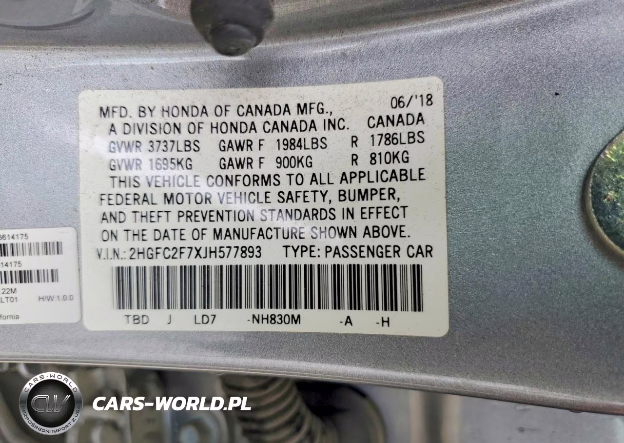 2018 Honda Civic Ex VIN:2HGFC2F7XJH577893 - 13