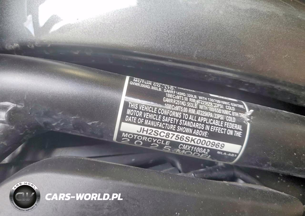 2025 Honda Cmx1100 A2 VIN:JH2SC8756SK000969 - 8