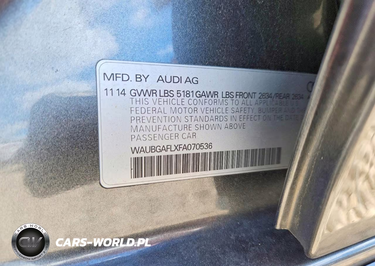 2015 Audi S4 Premium Plus VIN:WAUBGAFLXFA070536 - 12