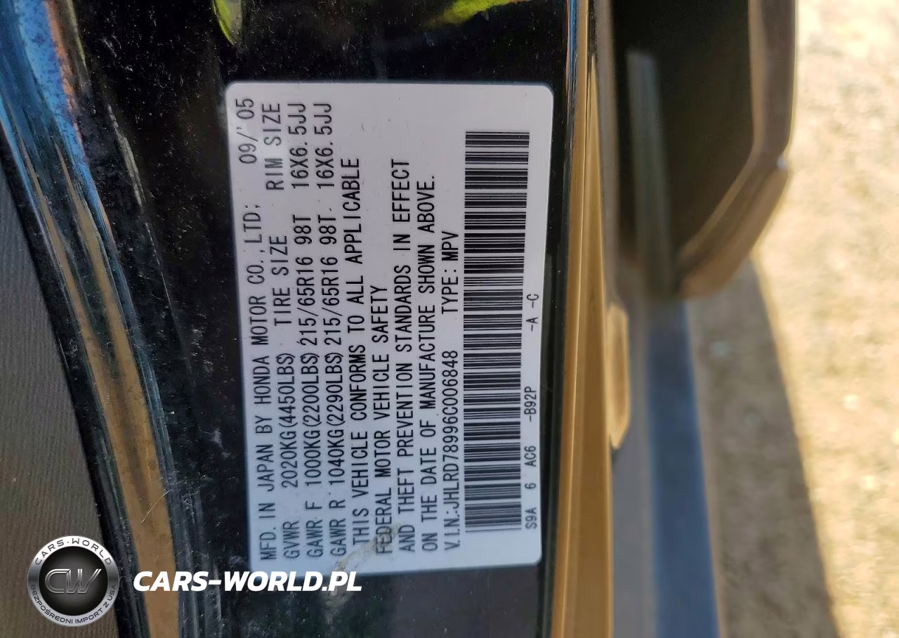 2006 Honda Cr-V Se VIN:JHLRD78996C006848 - 12