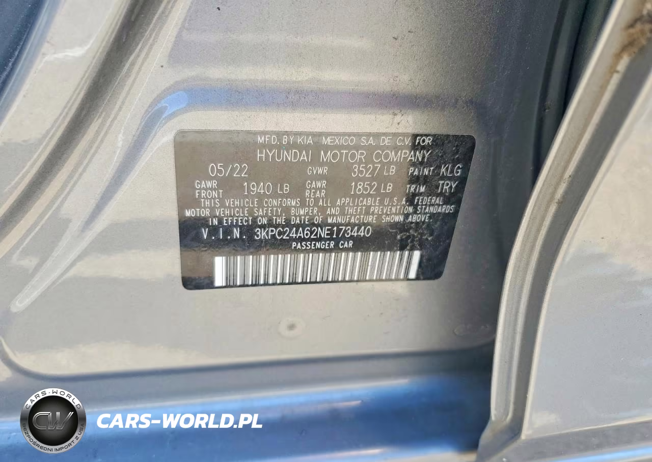 2022 Hyundai Accent Se VIN:3KPC24A62NE173440 - 12